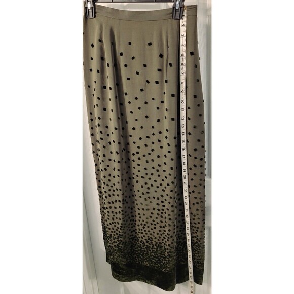 Doncaster Silk Rayon Blend Green Maxi Skirt - Size 4 - Picture 7 of 8